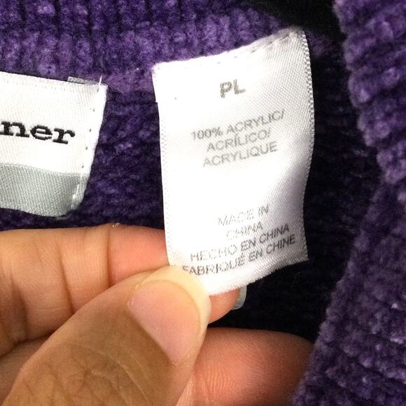 Alfred Dunner Women's Petite Grandmacore Embroidered Pullover Purple Sweater PL - Picture 6 of 13